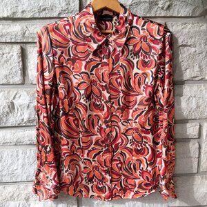 100% Silk 'Autumn Abstract' Button Down Blouse / 3 for $33 Sale!